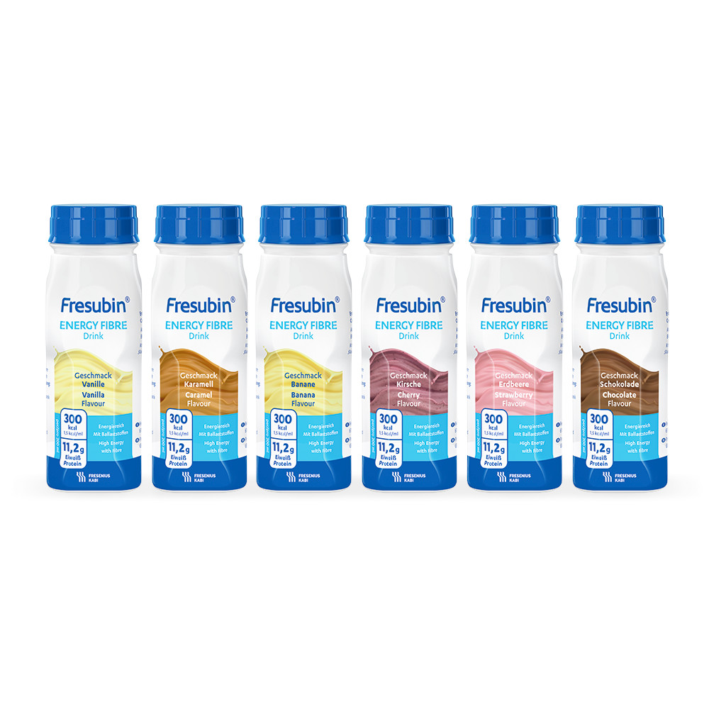 Abbildung 6 Einzelflaschen je Geschmacksrichtung Fresubin Energx Fibre Drink Mischkarton